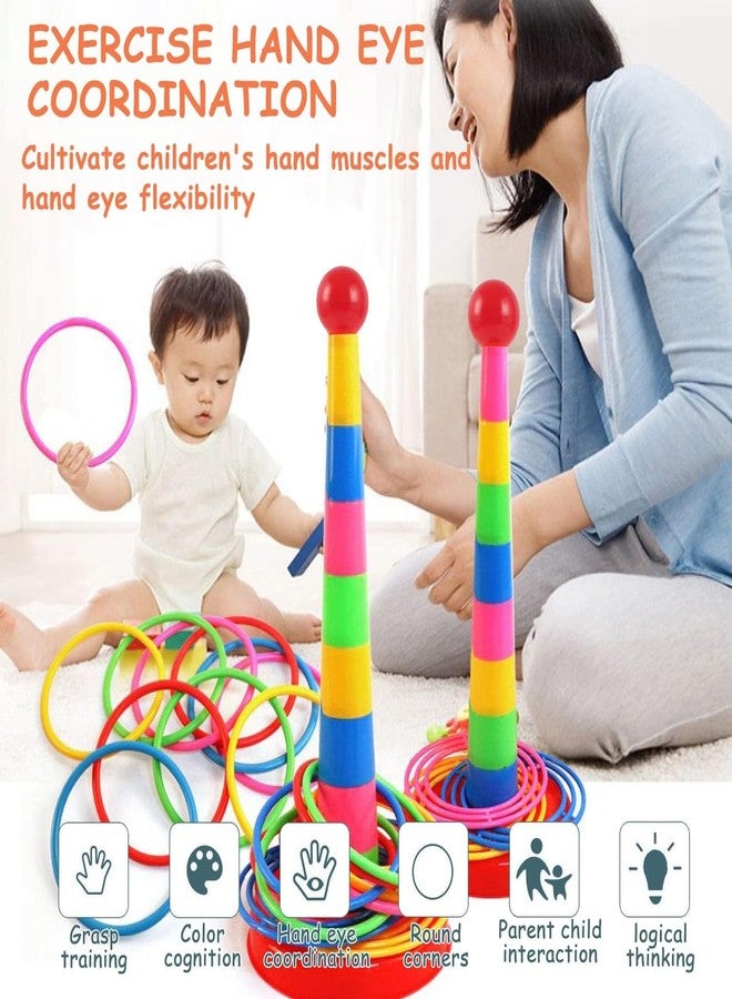 Manwetye 2 Color Columns + 48 Circles, Colorful Happy Circle Game,Children's Play Park, Christmas Party Birthday Party Gift. Suitable for Indoor Holiday Games Family Christmas Party Games - Image 4